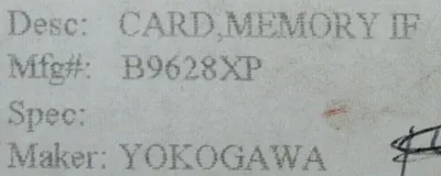 NEW YOKOGAWA B9628XP MEMORY CARD