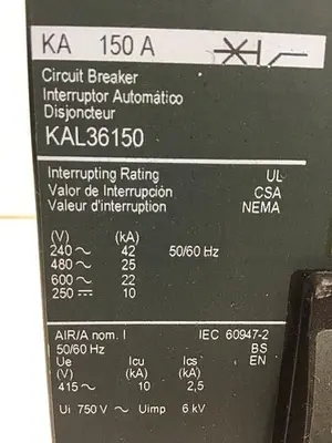 USED SQUARE D KAL36150