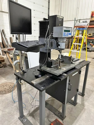 AMETEK NEWAGE VERSITRON MODEL AT-130 RDS HARDNESS TESTER w/ FIXTURE TABLE