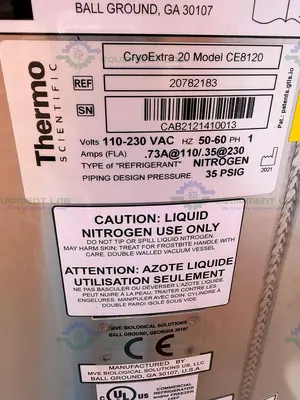 Used THERMO SCIENTIFIC CE8120 CRYOEXTRA 20 CRYOGENIC STORAGE VESSEL 463 L Cryogenics California US | Equipment Lab #1466107