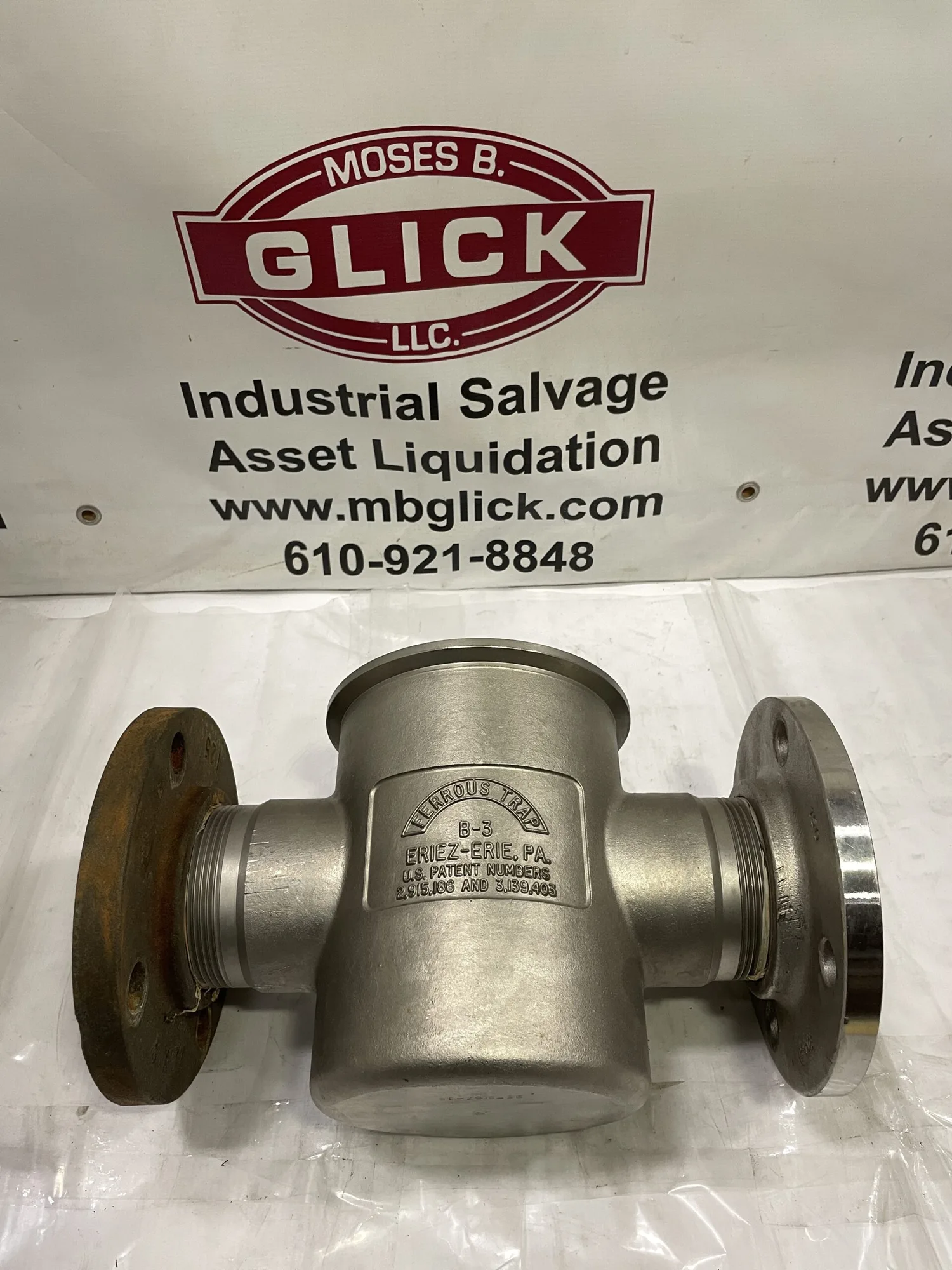 Eriez B-3 Stainless Steel Ferrous Trap/Magnetic Filter Separator -Missing Magnet
