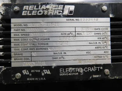 Reliance Electric 1326AB-B420H-21 Servo Motor 5000/6000RPM 1.74/2.08kW Used