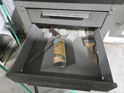 Cabinet and Contents; Black Diamond Grinder, Bench Grinder