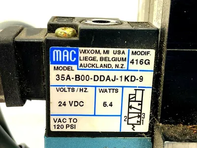35A-B00-DAAJ-1KD-9 | Mac Valves  Solenoid Valve with Two PR92C-M0AB Regulator - Used