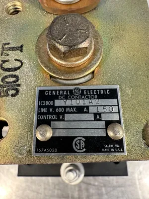 GE General Electric Y101A2 DC Contactor Relay 150 DC Amps 600V (4A-29)