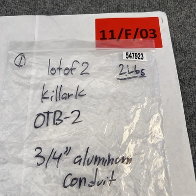 Used KILLARK, APPLETON, CROUSE-HINDS, O-Z GEDNEY, T&B, TOPAZ OTB-2M , TB-75 , TB75M , TB2M Electrical Fittings California US | Davliegogo LLC #1705586