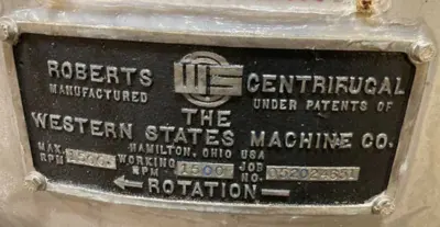 (4) Roberts-Western States G-16 48 x 30 perforate basket sugar centrifugals, 316SS.