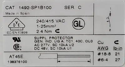 Allen Bradley 1492-SP1B100 Ser C Miniature Circuit Breaker. 4E-21
