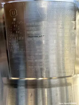 Used Precision Stainless 316L Stainless Steel Jacketed Tank – For Freeze/Thaw Operations.