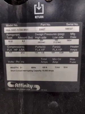 AFFINITY 2 TON CHILLER: STOCK #23482