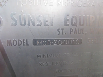 Sunset #MCR200U10, Refrigerated milk cooler w/milk master agitator drive