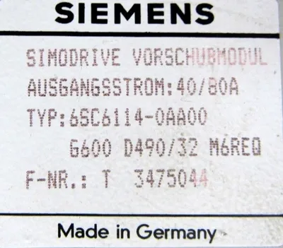 REMANUFACTURED SIEMENS 6SC6114-0AA00 SIMODRIVE 6SC61140AA00