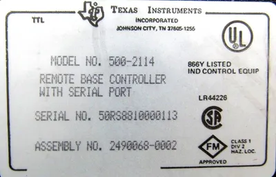 USED TEXAS INSTRUMENTS 500-2114 BASE CONTROLLER 5002114