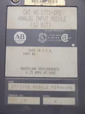 Allen Bradley 1771-IFE/A PLC-5 Analog Input Module F/W Rev. F Used