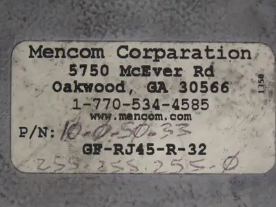 Mencom Corp GF-RJ45-R-32 Programming Device Interface Connector 115VAC 3Amp