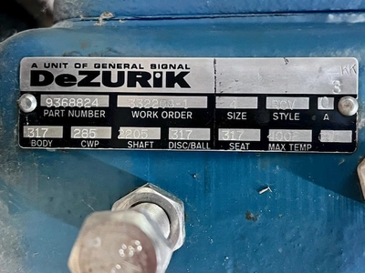 4" Dezurik RCV Regular Control Valve, New Storeroom Spare