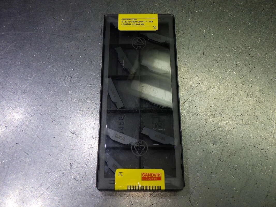 Sandvik Carbide Grooving Inserts QTY10 N123J2-0500-0004-TF 1105 (LOC2100A)