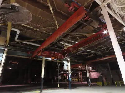 Cleveland Tramrail P&H 15 Ton Double Girder Underhung Bridge Crane 34' 10" Span