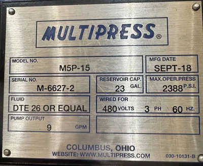 2018 MULTIPRESS M5P-15 C Frame and Gap Frame Press | Kempler Machinery (24)