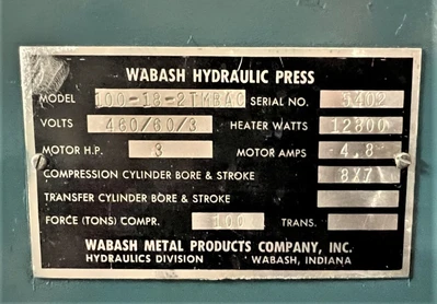 USED WABASH WABASH 100-18-2TMBAC PRESS