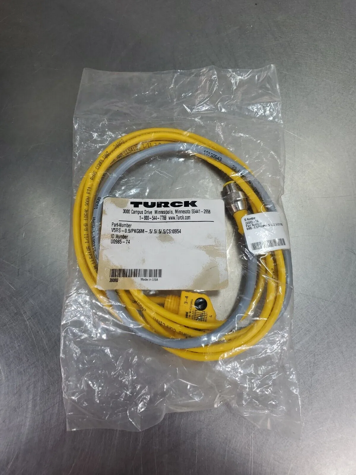 TURCK V5RS-0.5/PKG6M-.5/.5/.5/.5/CS10954 (ID# U0985-74) Cable Unit. 5A-12/2