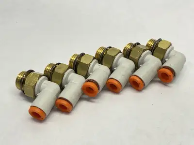KQ2L03-34 | SMC  Pneumatic Fitting Male Elbow 5/32" OD LOT OF 6 - Used
