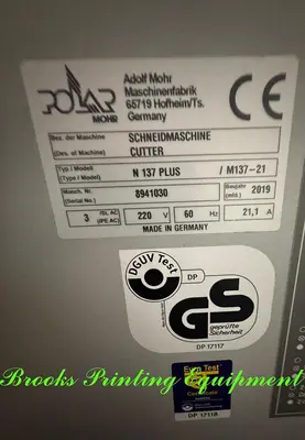 Used 2019 POLAR N 137 PLUS Paper Cutters North Carolina US | BROOKS PRINTING EQUIPMENT #1413104