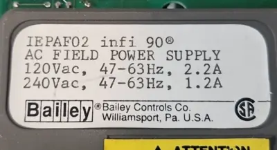 Bailey Controls IEPAS02 INFI90 Power Supply AC 120VAC 47-63HZ 3.0A Loc3D39
