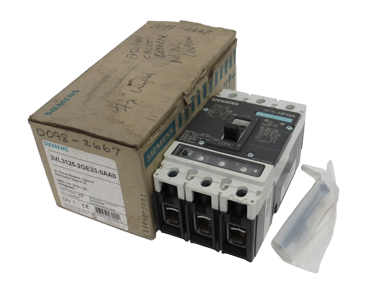 NEW SIEMENS 3VL3125-2GE33-0AA0 CIRCUIT BREAKER 250A 3VL31252GE330AA0