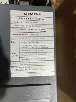 SIEMENS 6RA8018-2FV62-0AA0 DRIVE SINAMICS DCM 30A 480V - STOCK CC-13