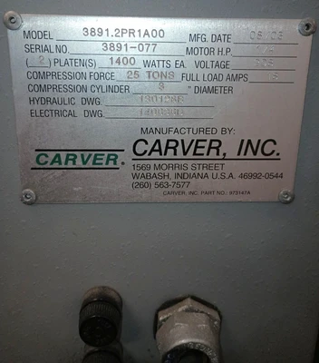 USED 2003 CARVER CARVER 3891.2PR1A00 PRESS