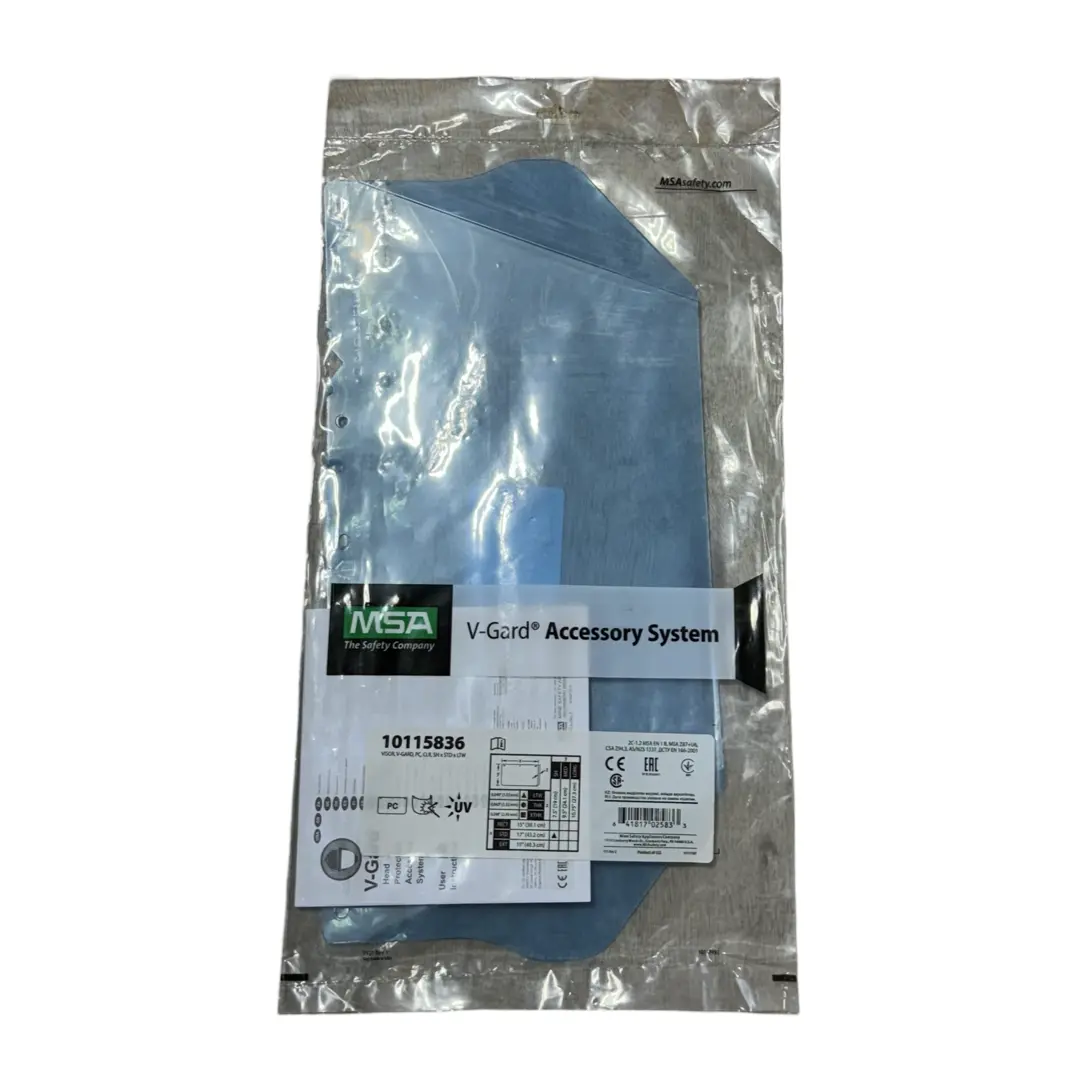 MSA V-Gard Visor 8" x 17" x 0.04", Impact-Rated & Limits Splash Durable Replaceable UV-Protected Hard Hat Accessory