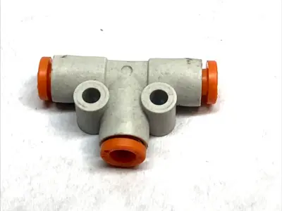 USED SMC UNION TEE FITTING 5/32" PUSH-IN TUBE LOT OF 3