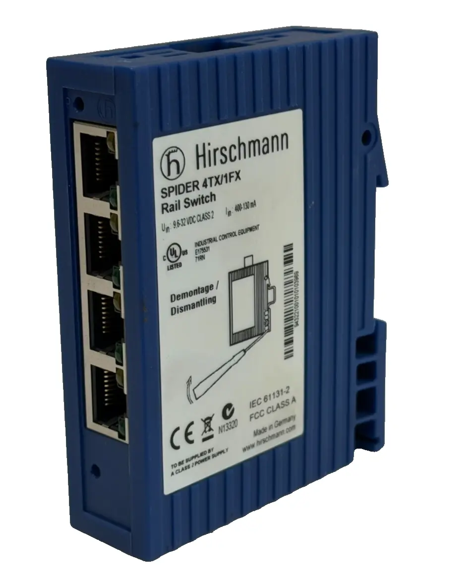 USED HIRSCHMANN SPIDER 4TX/1FX RAIL SWITCH SPIDER 4TX1FX