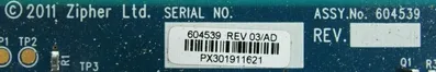 NEW ZIPHER 604539 CIRCUIT BOARD REV 03/AD