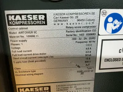 Used 2021 KAESER AIRTOWER 5C Rotary Screw & Sliding Vane Air Compressors Ohio US | HGR 24 #1261180