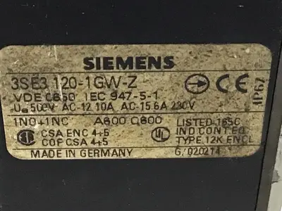 Used SIEMENS 3SE3 120-1GW-Z Relays & Switches Michigan US | Ideal Machinery #1181997
