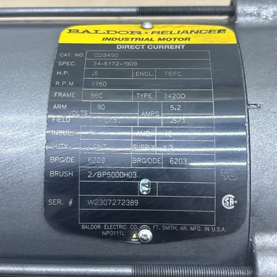 New | in-Stock Baldor 34-6172-1909 Motors (misc) Indiana US | J&J Industrial Supply #1486219