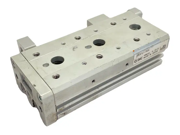 Used SMC PNEUMATIC GUIDED CYLINDER SLIDE TABLE 12MM BORE 50MM STROKE Linear Actuators | Maverick Industrial Sales #1099434