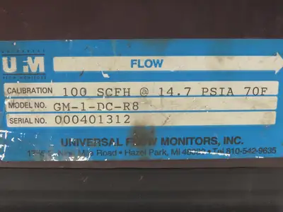 Universal Flow Monitors GM1DCR8 Flowstream 100 SCFH @ 14.7 PSTA 70F 35SH Alarm