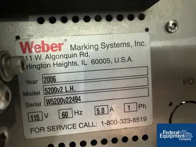 USED Weber Marking Weber Case Labeler, Model W5200v2 L.H.