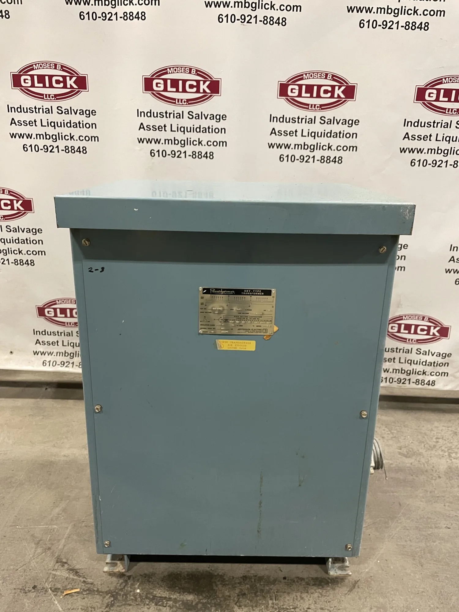 Jefferson Electric Powerformer 223-3254 Dry Transformer 112.5 KVA 480V 208Y/120V