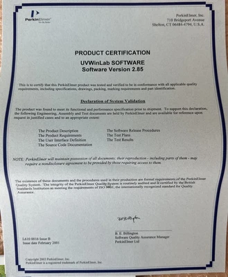 NEW Perkin Elmer L610-0014 V2.85 Rev.A