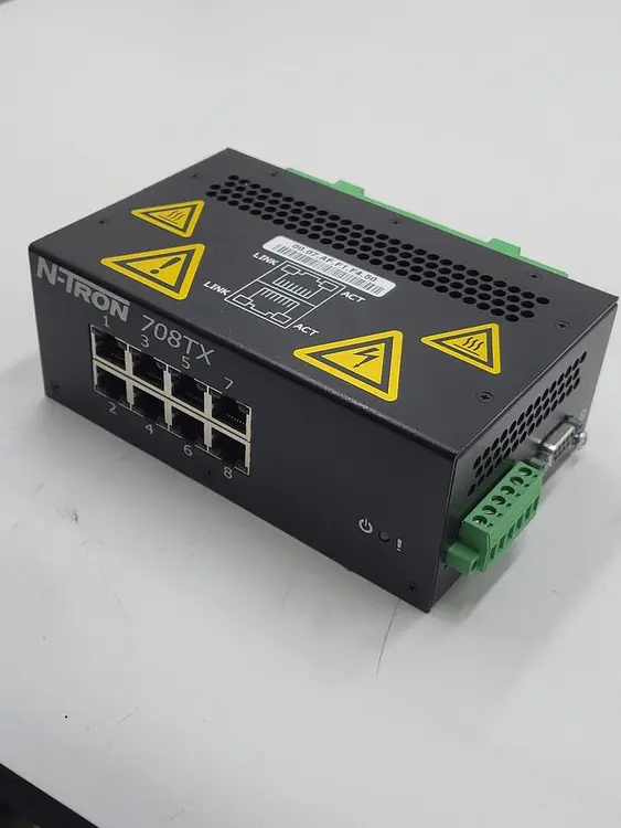 Used N-TRON N-TRON 708TX MANAGED INDUSTRIAL ETHERNET SWITCH, 8-PORT, 10-30VDC 0.25A Network Switches | ND Industrial Surplus #1225312