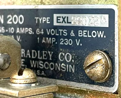 ALLEN BRADLEY 200-EXL220Z2 STARTER RELAY 2 POLE 230V 200EXL220Z2 NEW, SURPLUS