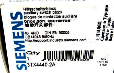NEW SIEMENS 3TX4440-2A AUXILIARY SWITCH BLOCK 3TX44402A