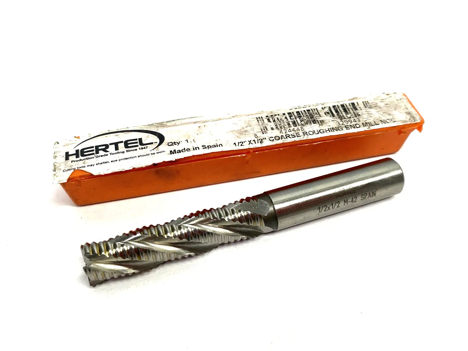 USED HERTEL COARSE ROUGHING END MILL 1/2" X 1/2" NCC, 4-FLUTE, 2" LOC
