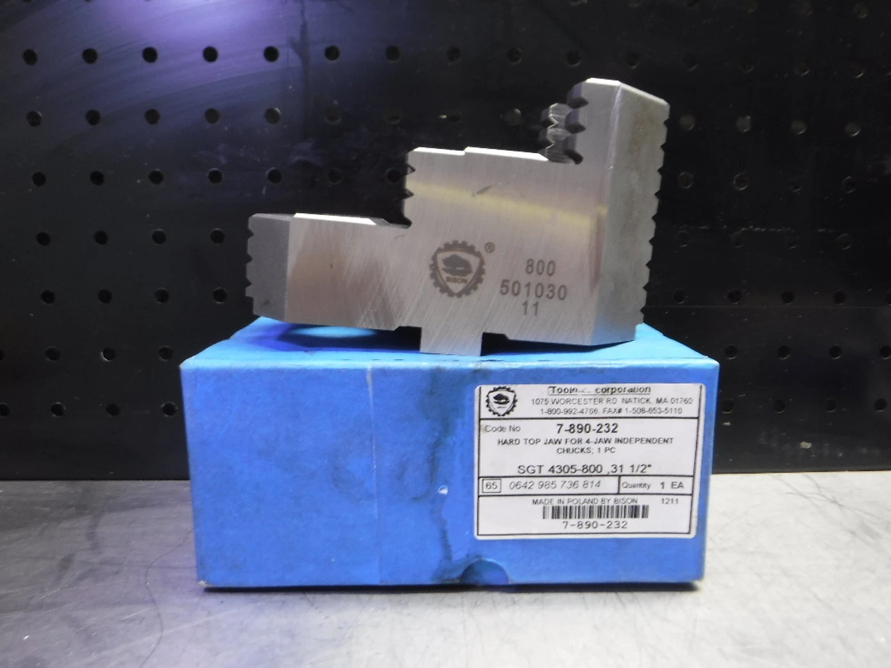 Bison Hard Top Jaw QTY1 For 4-Jaw Chucks 7-890-232/SGT4305-800 .31 1/2 (LOC1704)