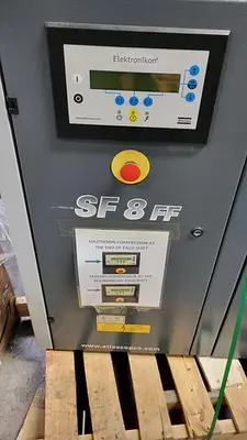USED 2007 ATLAS COPCO 2007 ATLAS COPCO SF8 FF 10 HP ROTARY SCROLL OIL FREE AIR COMPRESSOR WITH DRYER