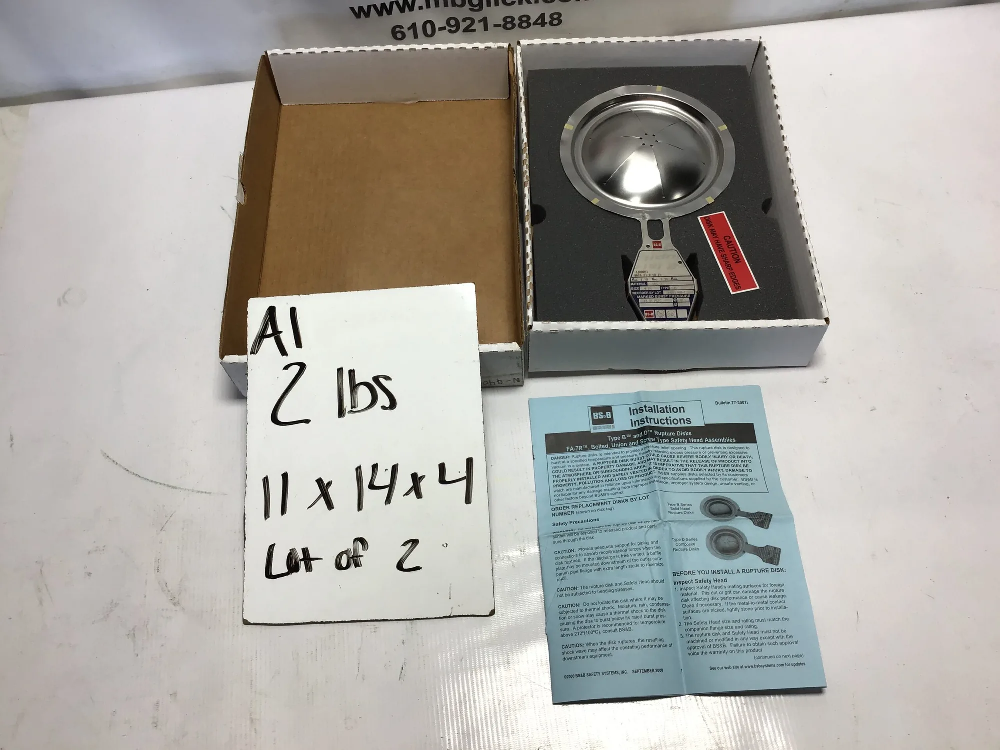 BS & B Safety Systems D 4″ Rupture Disk 14070180-1 Lot of 2